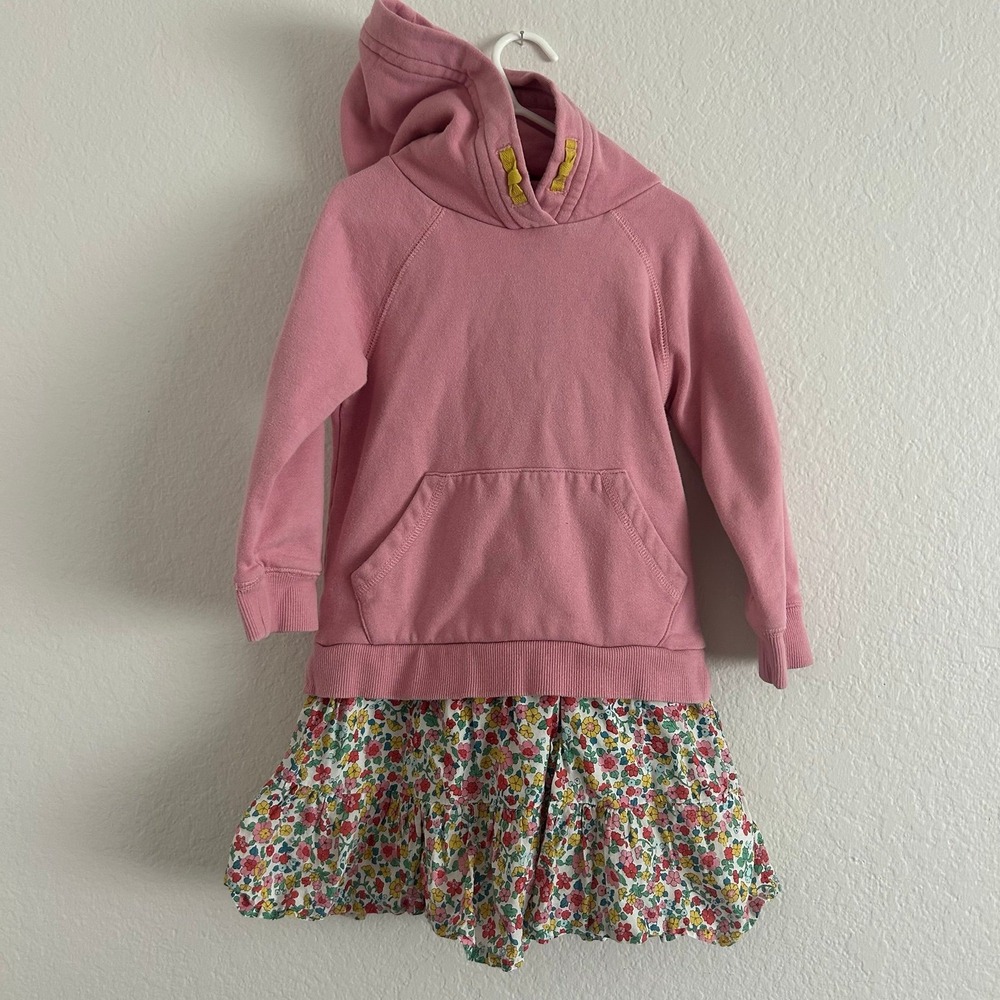 Boden Girls Hoodie Floral Dress 5-6Y